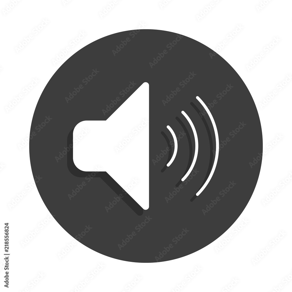 Poster sound sign icon in badge style with shadow