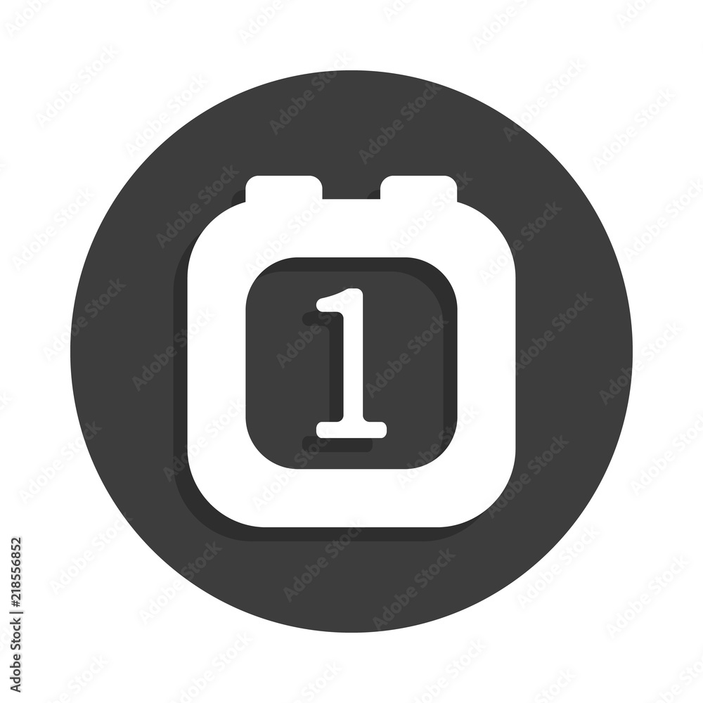 Poster alarm clock icon in badge style with shadow