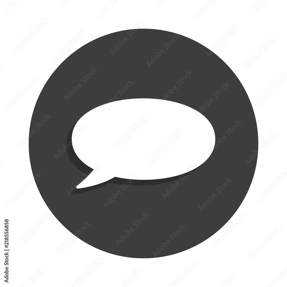 Poster sign of communication bubble icon in badge style with shadow
