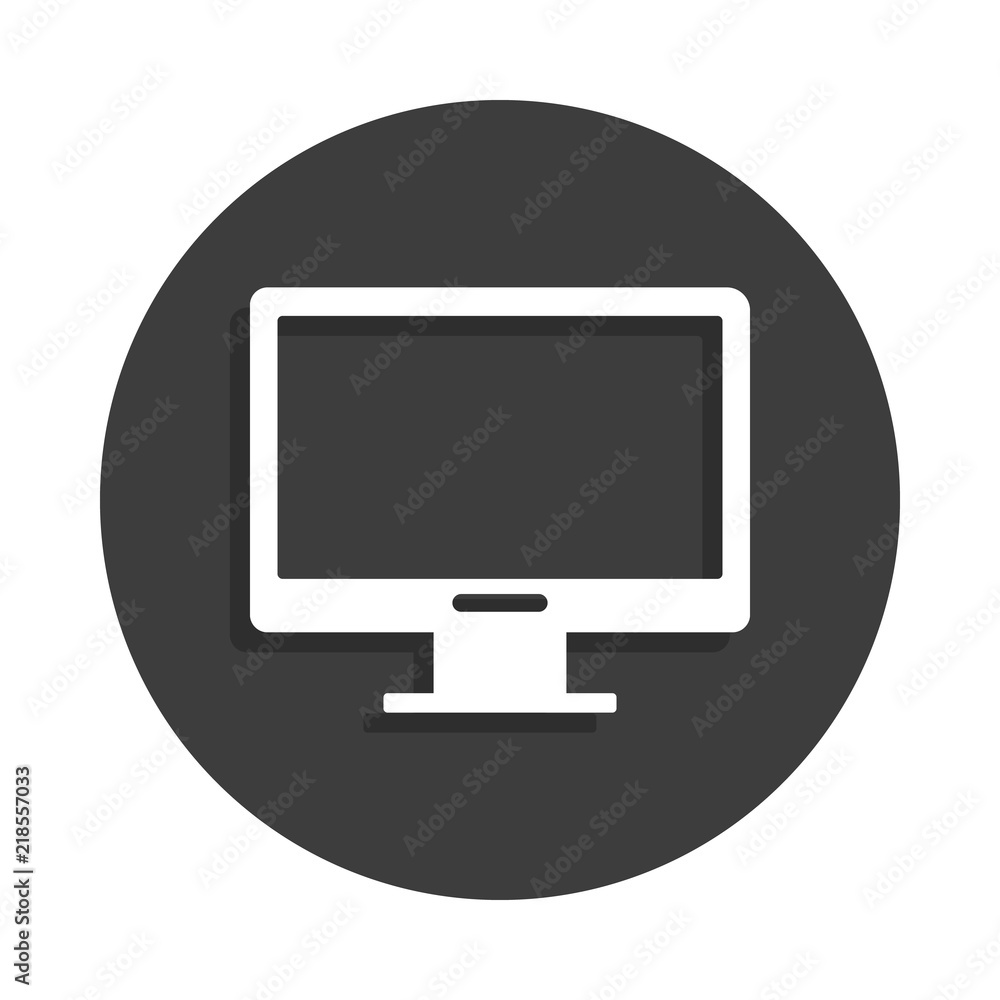 Poster monitor icon in badge style with shadow