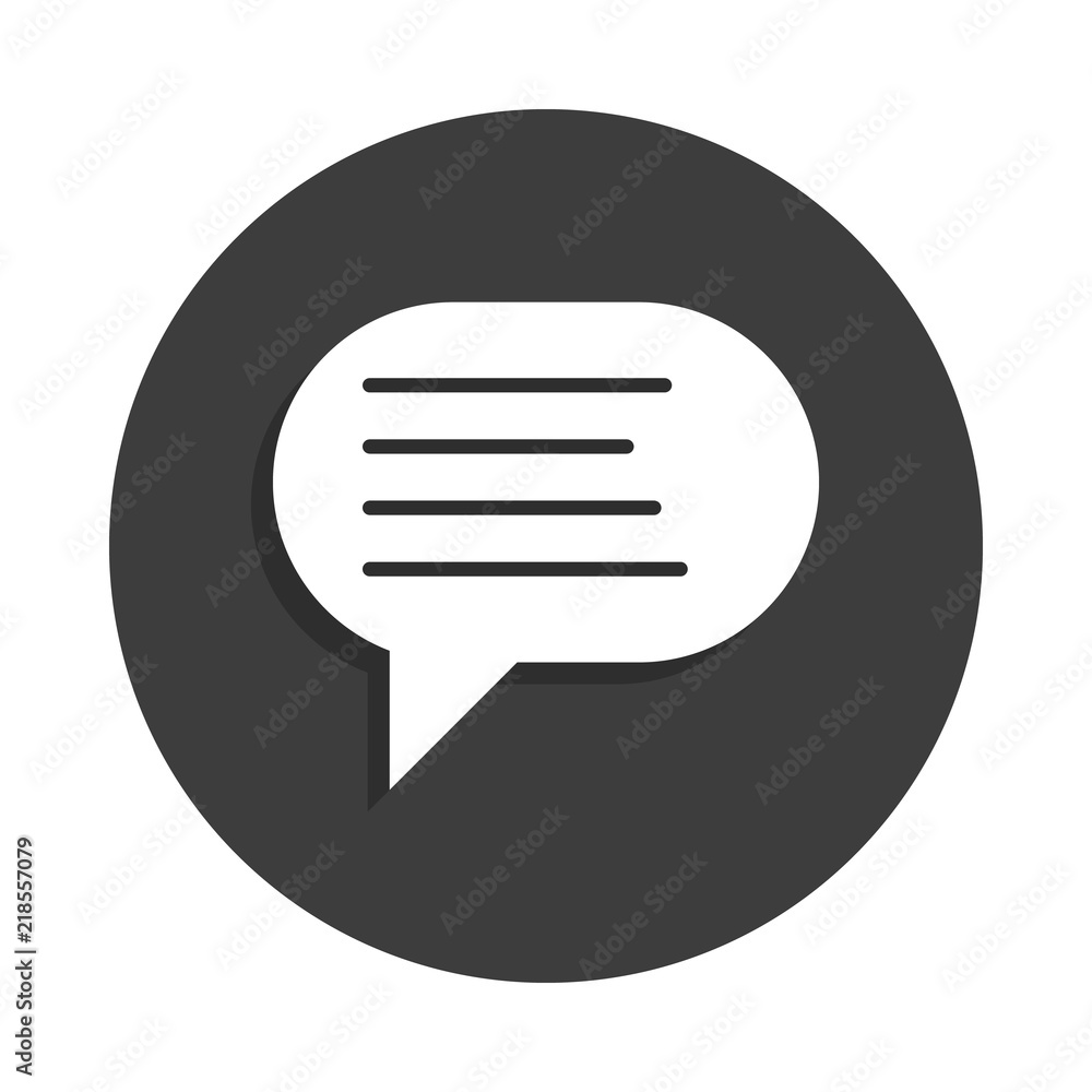 Poster communication bubble icon in badge style with shadow