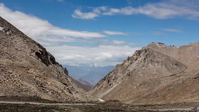 Tima Lapse of the Changla (pass), Ladakh, India.