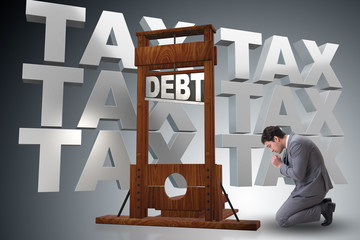 Businessman having problems with paying taxes