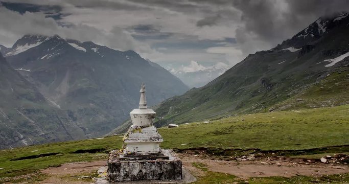 Tima Lapse of a Gompa near Rohtang Pass, India.