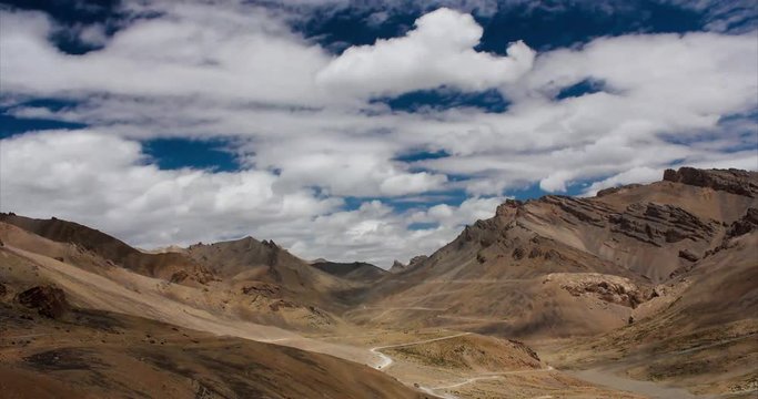 Time Lapse of the Lachulunga La (Pass), India. The road seen in the clip is the road from Jispa to Leh.