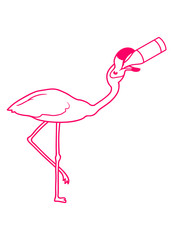 trinken saufen bier flasche durst alkohol party feiern betrunken flamingo clipart comic cartoon vogel pink süß niedlich