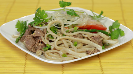 Stir Fried beef with pasta