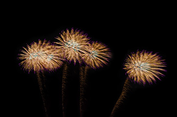 Beautiful fireworks on dark sky in Pattaya Thailand.