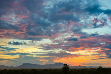 Sunset and clouds background scenery and magnificent canyons.