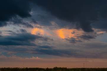 Sunset and clouds background scenery and magnificent canyons.