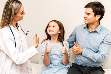 Doctor consulting and consulting with little girl in hospital.A little girl has sick.healthcare and medicine