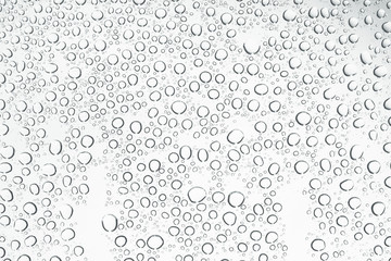 Fototapeta na wymiar Water drops or rain droplets on glass.