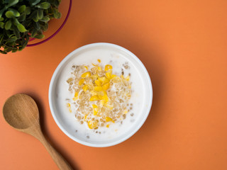 Thai dessert, tapioca pearls in coconut milk