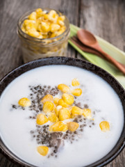Thai dessert, tapioca pearls in coconut milk