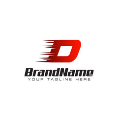 Letter Initial D Speed Logo Design Template