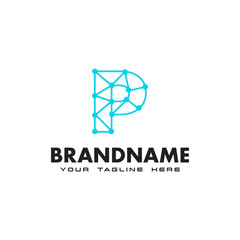 Fototapeta premium Letter P dot network connection logo Design Template