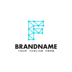 Fototapeta premium Letter F dot network connection logo Design Template