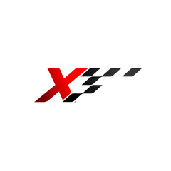 Letter X with racing flag logo