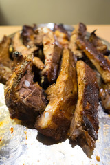 Grilled ribs already cut in pieces