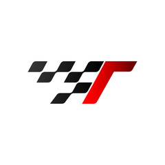 Letter T with racing flag logo