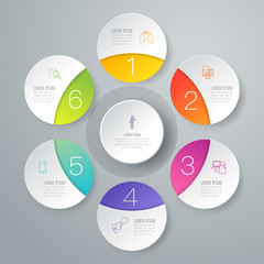 Infographics design vector and business icons with 6 options.