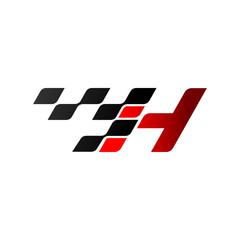 Letter H with racing flag logo