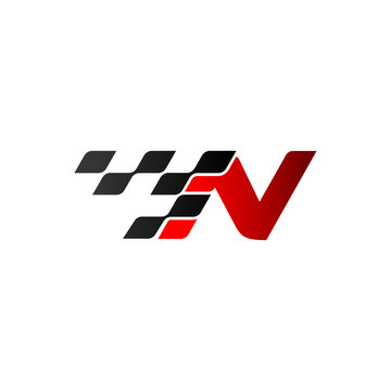 Letter N with racing flag logo