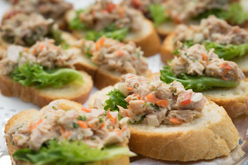 Fototapeta na wymiar close up tuna salad on baguette