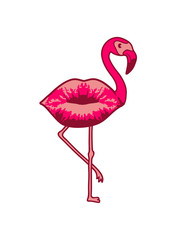 kuss mund girl mädchen frau weiblich küssen flamingo clipart comic cartoon vogel pink süß niedlich