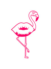 kuss mund girl mädchen frau weiblich küssen flamingo clipart comic cartoon vogel pink süß niedlich