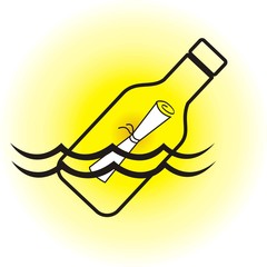 A letter in a bottle icon vector