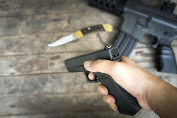 Firearms are arranged by villains such as thieves or law enforcement officers such as police. In the terrorist plan. Prevent accident