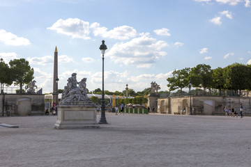 Fototapeta na wymiar Paris, France - July 04, 2018: View of the entrance to the Tuileries Garden in Paris