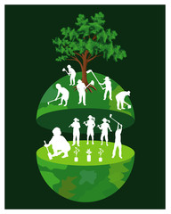 agriculturist growth plant vector design