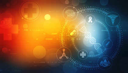 2d render of dna structure, abstract medical background