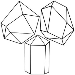 Vector geometric form. Isolated illustration element. Geometric quartz polygon crystal stone mosaic shape amethyst gem.
