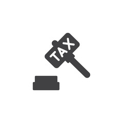 Tax hammer vector icon. filled flat sign for mobile concept and web design. Gavel tax simple solid icon. Symbol, logo illustration. Pixel perfect vector graphics