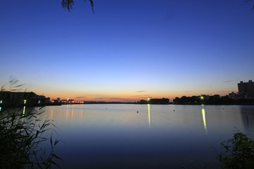 river scenery at night in northern China