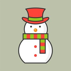 snowman, filled outline icon for Christmas theme