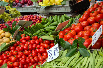 Fresh vegetables for sale at a market in Istanbul, Turkey