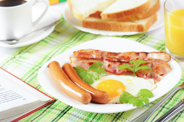 Traditional breakfast in the cafe