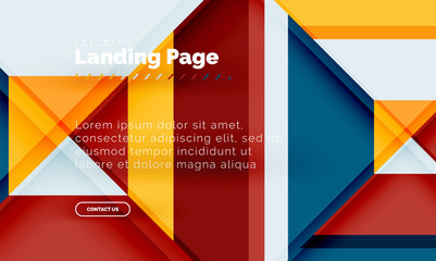 Square shape geometric abstract background, landing page web design template