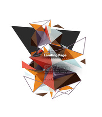 Triangular design abstract background, landing page. Low poly style colorful triangles on white