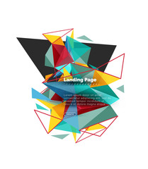 Triangular design abstract background, landing page. Low poly style colorful triangles on white