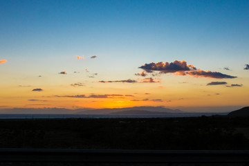 sunset with mountains 