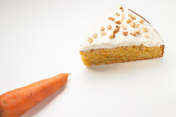 Vegetarian carrot pie on a white background