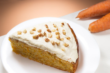 Homemade carrot cake on a plate