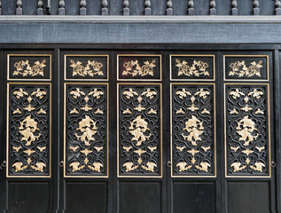 Zumiao Ancestor's Temple is a Daoist temple in Foshan, Guangdong, China.. The temple was listed as one of the main cultural relics. Typical Lingnan style wooden ornamented door.       