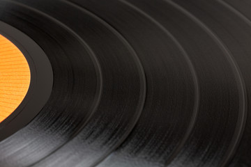 close-up of a black retro record surface