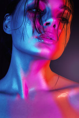 Color shining wet girl. Rainbow Face